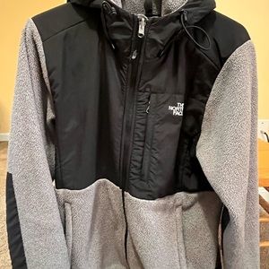 Black and Gray The North Face hooded jacket